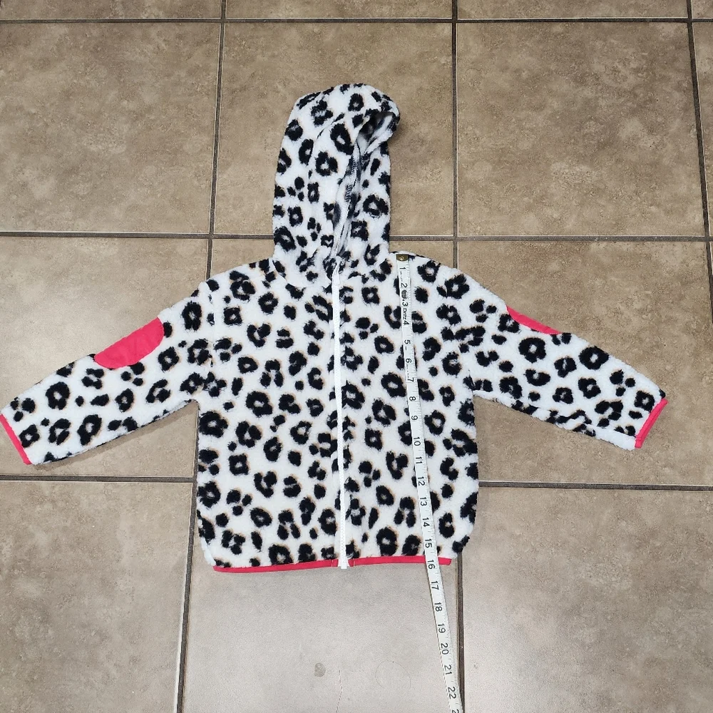 Old Navy Leopard Print Fleece Hoodie with Red Accents 4T